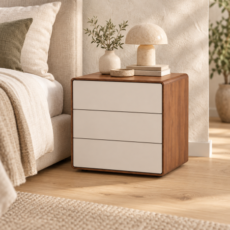 Mesita Nara · Beige y Nogal